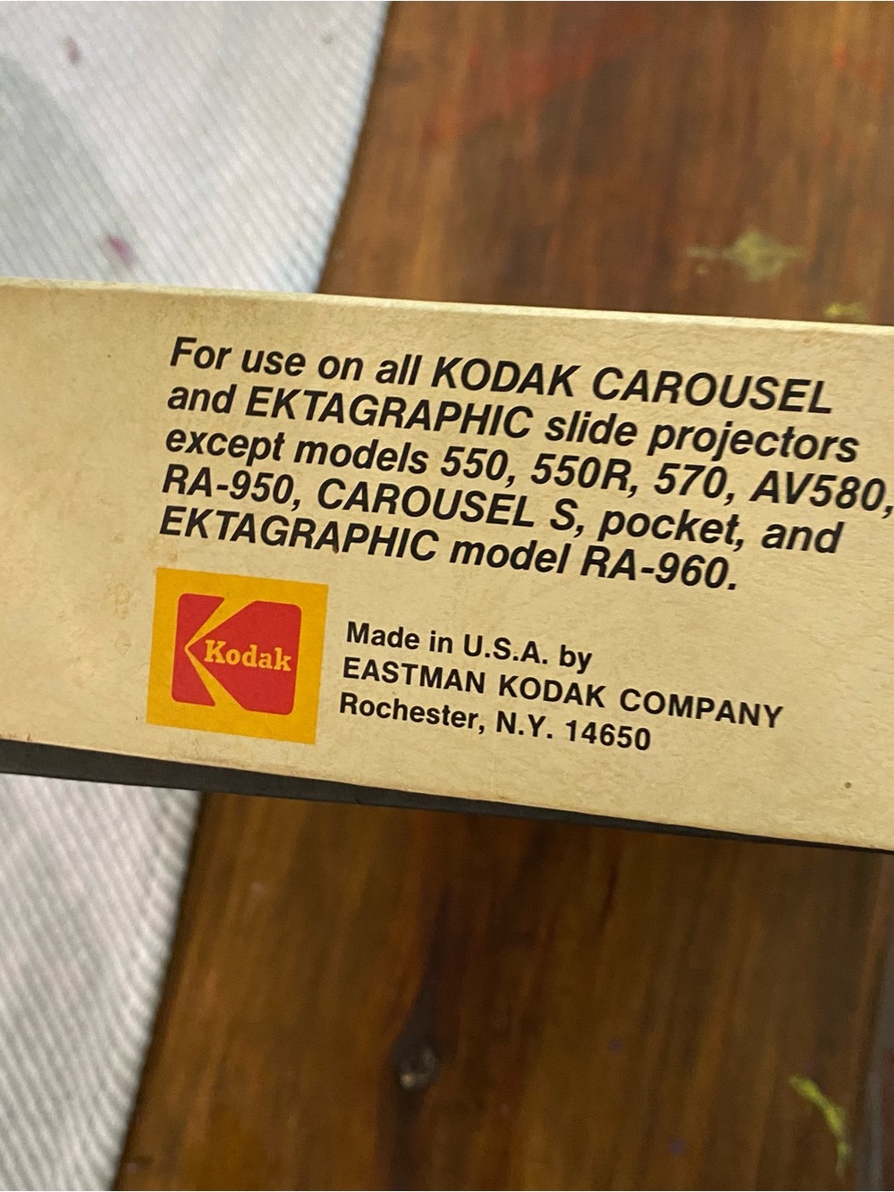 Kodak Transvue 140 Slide Tray Box with Red and Yellow Label